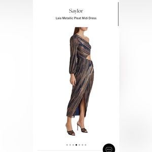Saylor Laia Metallic Pleat Midi Dress